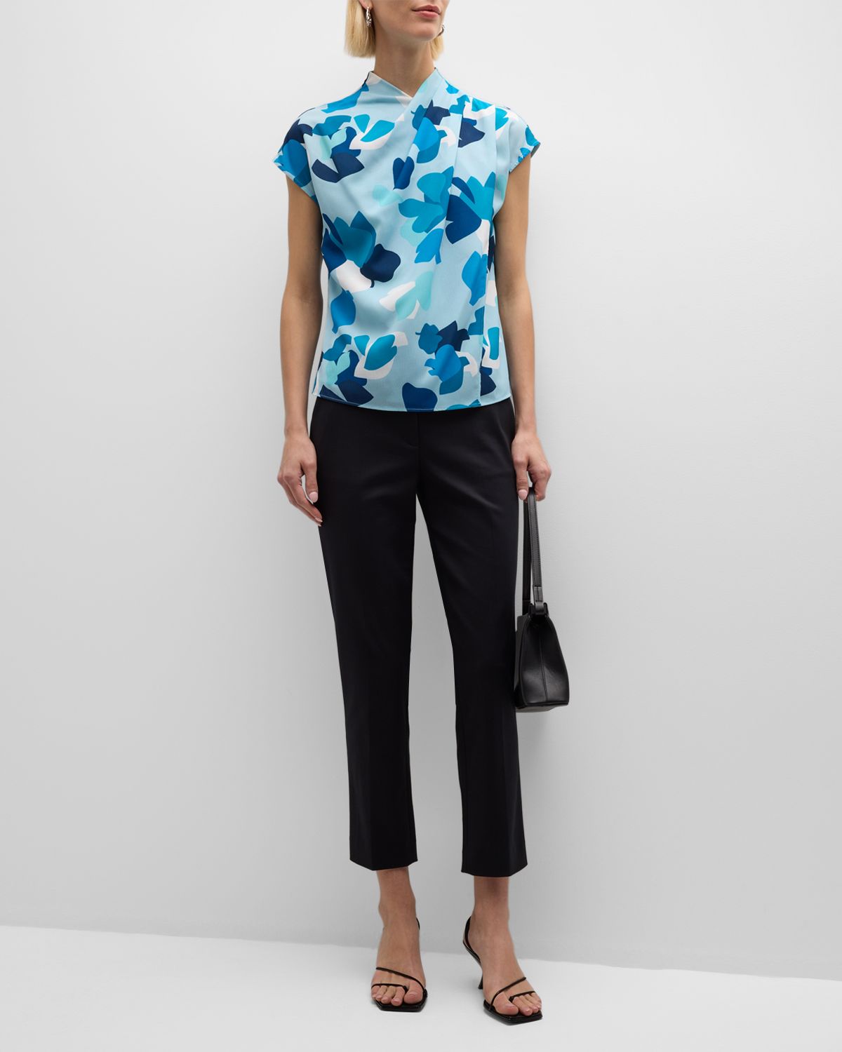 Emporio Armani Pleated Cap-Sleeve Abstract-Print Blouse | Thumbnail 6 Emporio Armani Pleated Cap-Sleeve Abstract-Print Blouse | Thumbnail 6