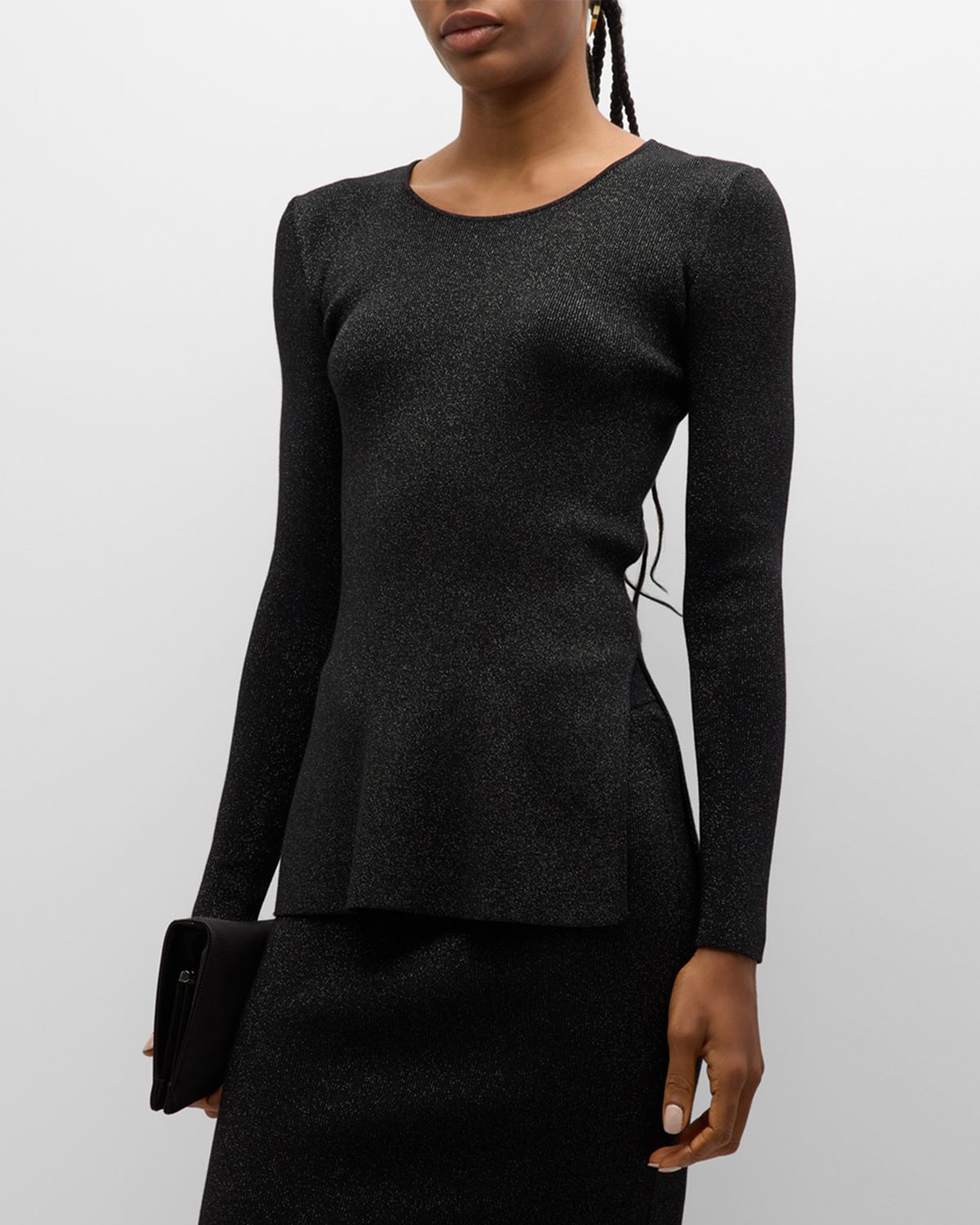 Emporio Armani Side-Slit Scoop-Neck Shimmer Knit Blouse | Thumbnail 7 Emporio Armani Side-Slit Scoop-Neck Shimmer Knit Blouse | Thumbnail 7
