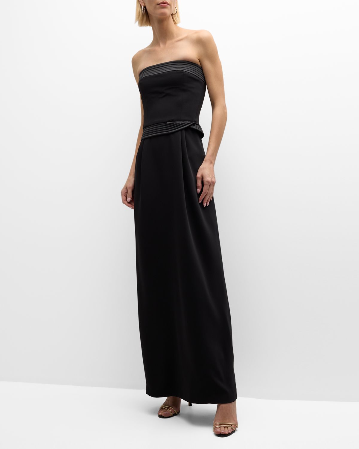 Emporio Armani Strapless Pleated Column Gown