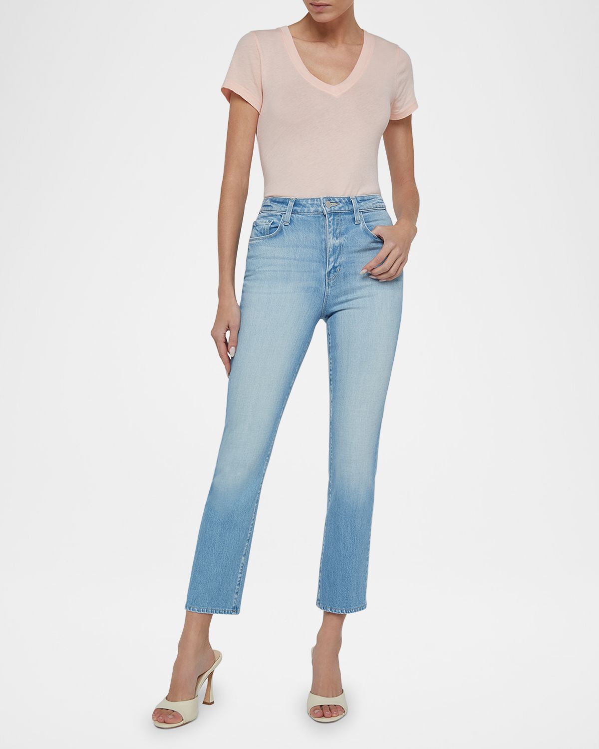 L 'Agence Mira Ultra High Rise Cropped Micro Bootcut Jeans