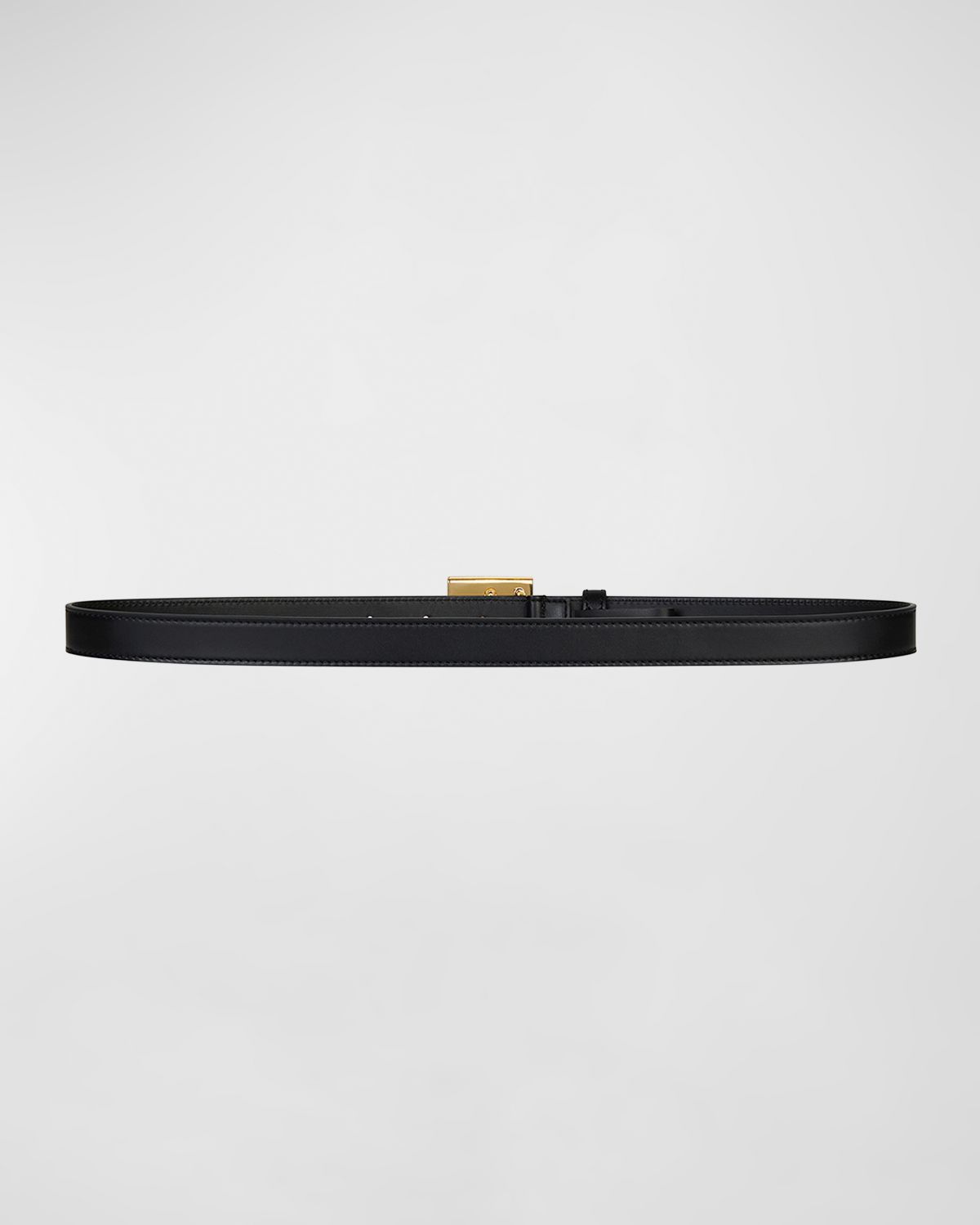 Givenchy 4G Leather & Brass Skinny Belt