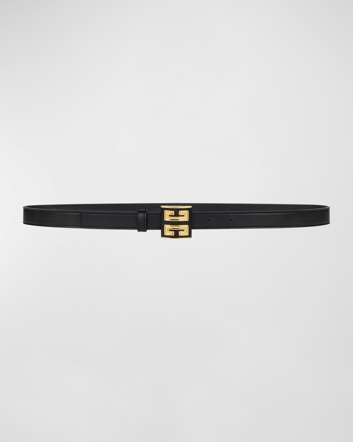 Givenchy 4G Leather & Brass Skinny Belt