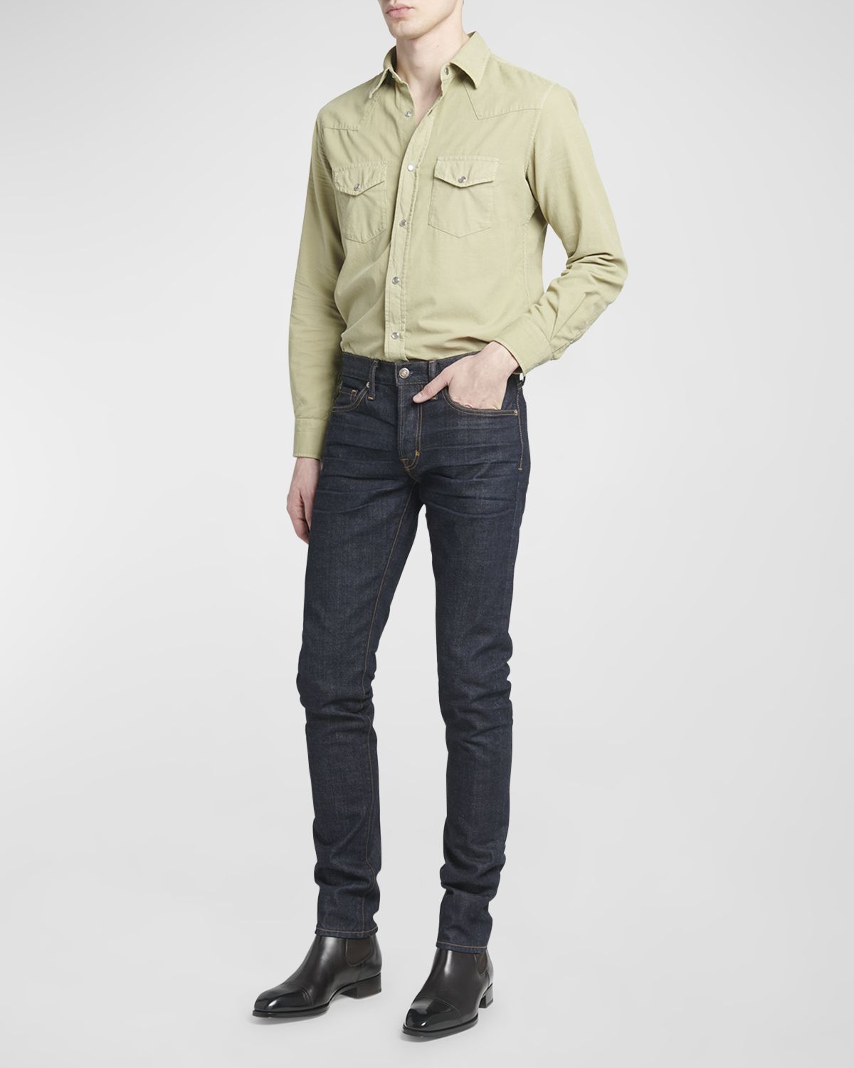 TOM FORD Men 's Dark Wash Stretch Slim Fit Jeans