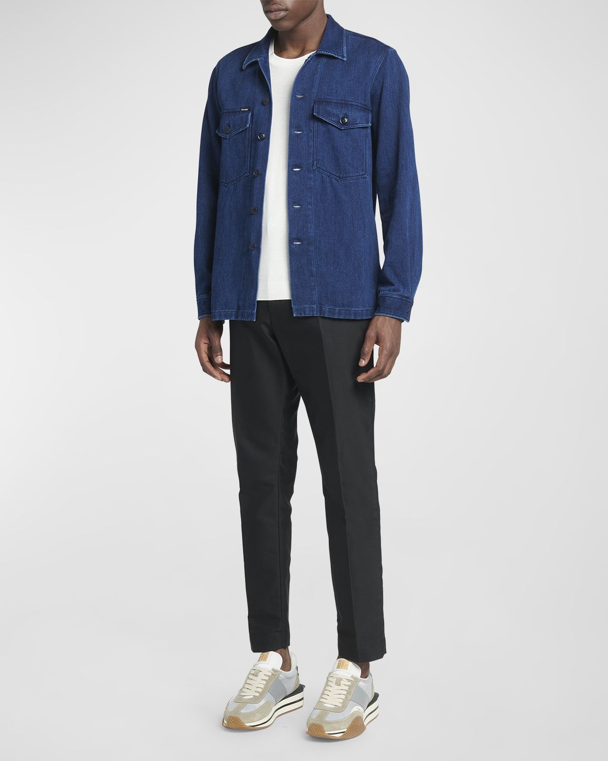 TOM FORD Men 's Dark Wash Denim Overshirt