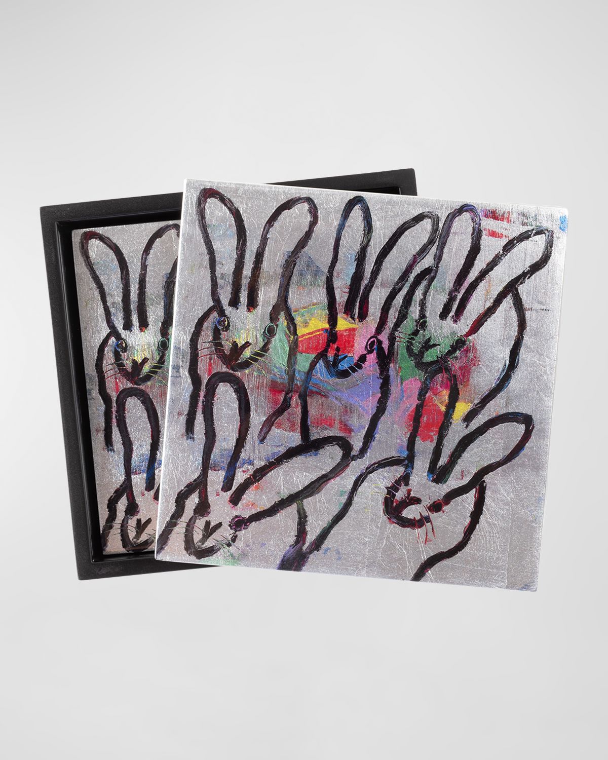 Hunt Slonem Color Burst Bunnies Coasters, Set of 4