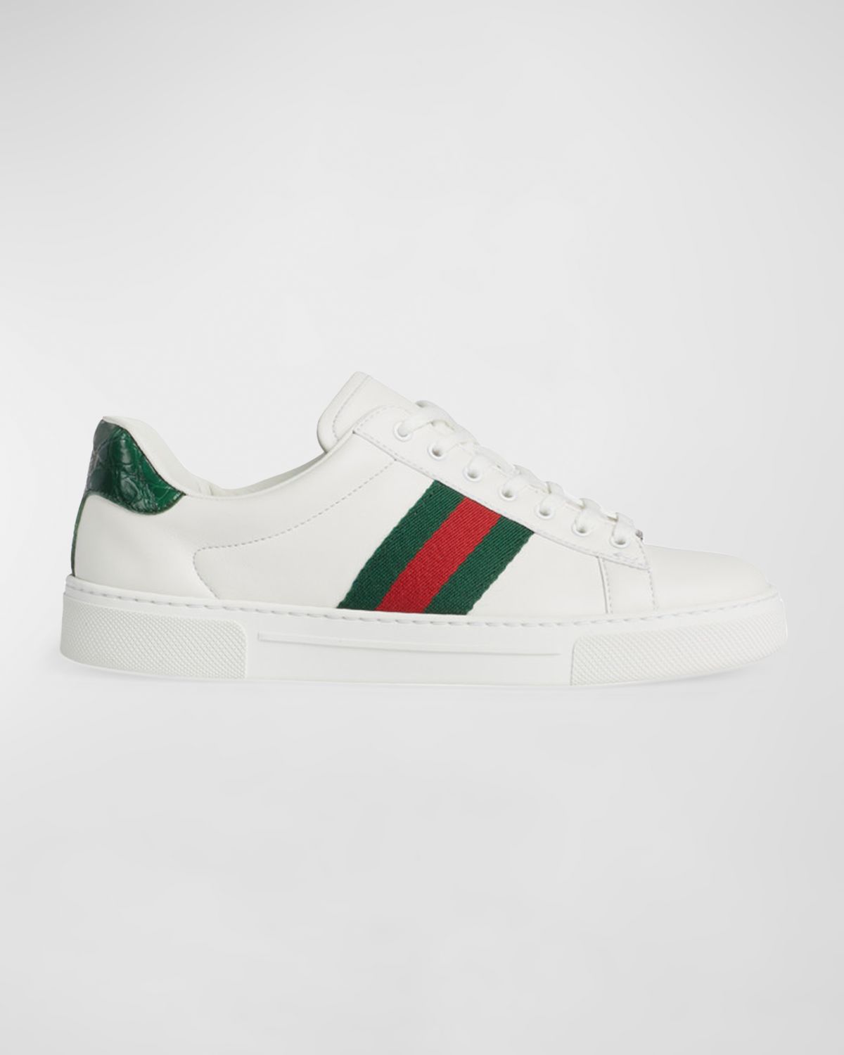 Gucci Ace Leather Web Low-Top Sneakers | Thumbnail 6