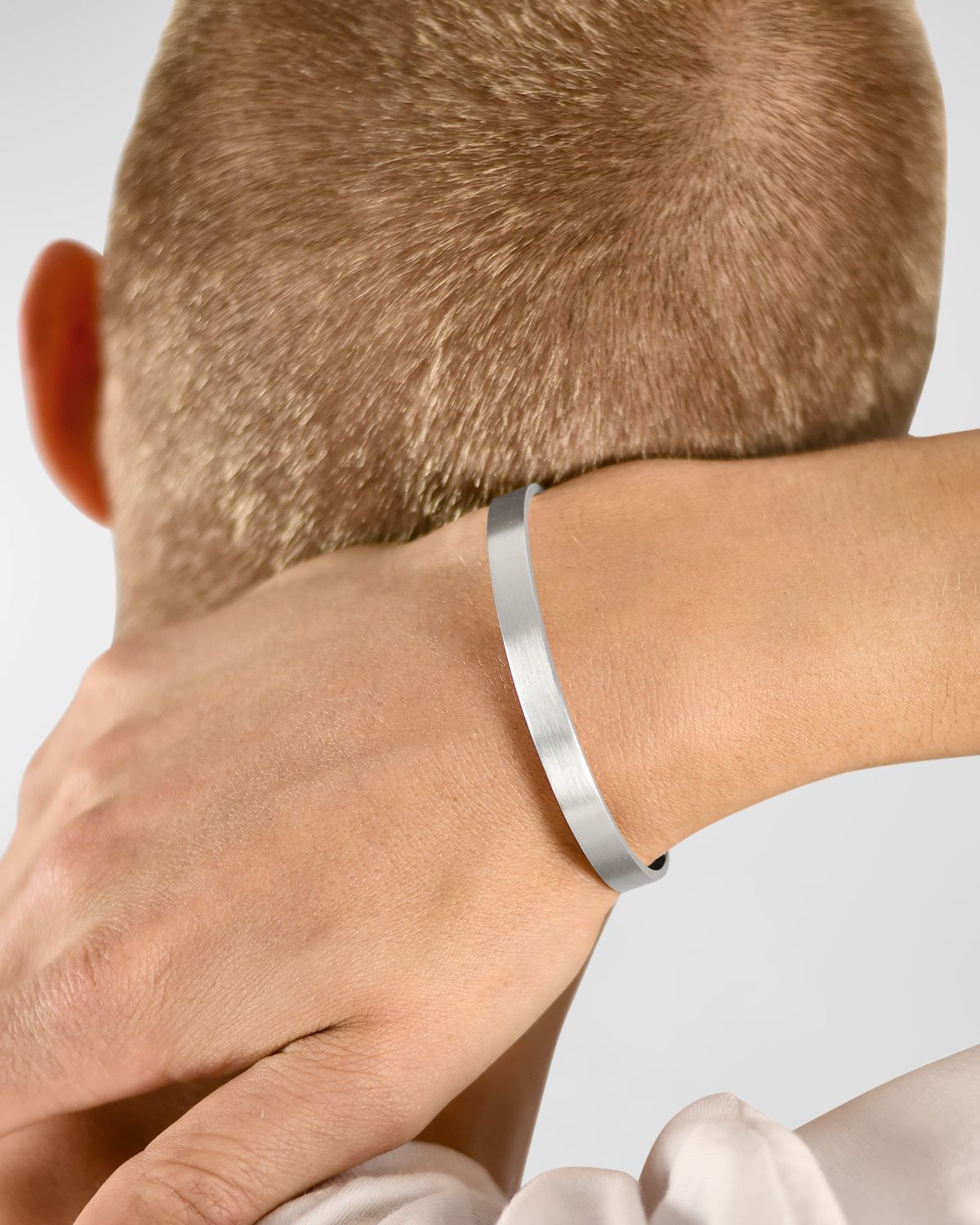 Le Gramme Men 's Brushed Sterling Silver Ribbon Cuff Bracelet