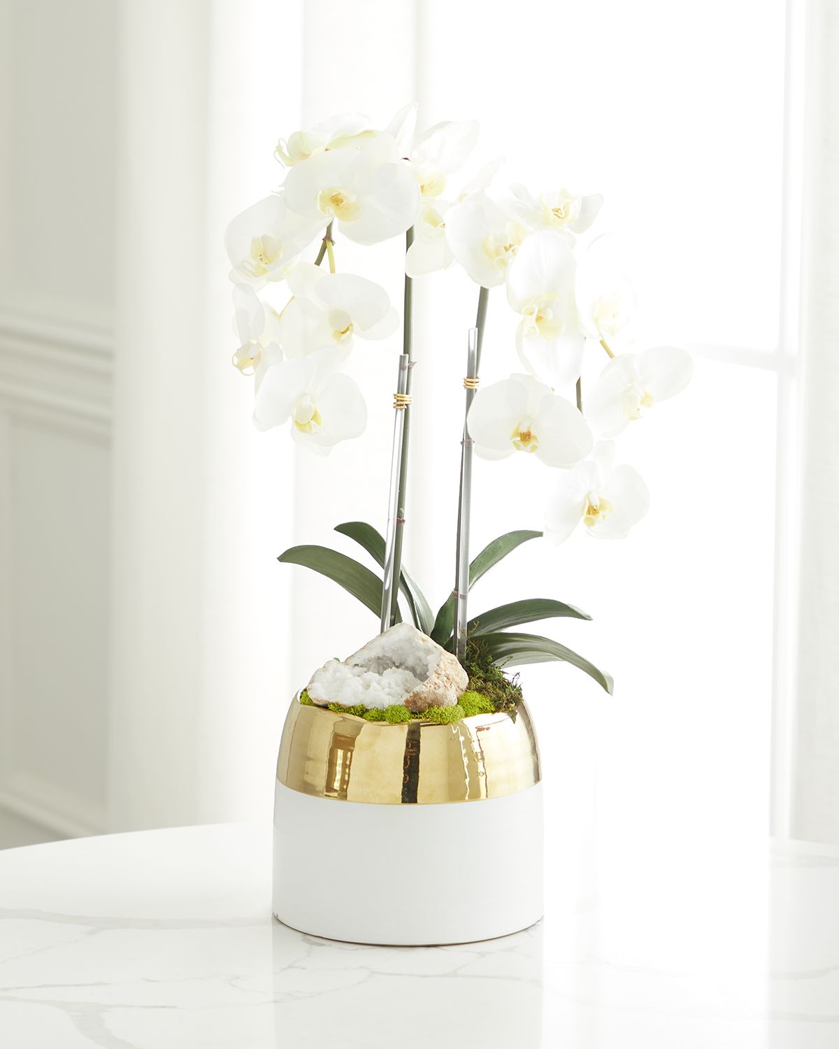 T & C Floral Company Double Orchid Faux Floral in Gold-Rimmed Ceramic Container - 22" | Thumbnail 5 T & C Floral Company Double Orchid Faux Floral in Gold-Rimmed Ceramic Container - 22" | Thumbnail 5