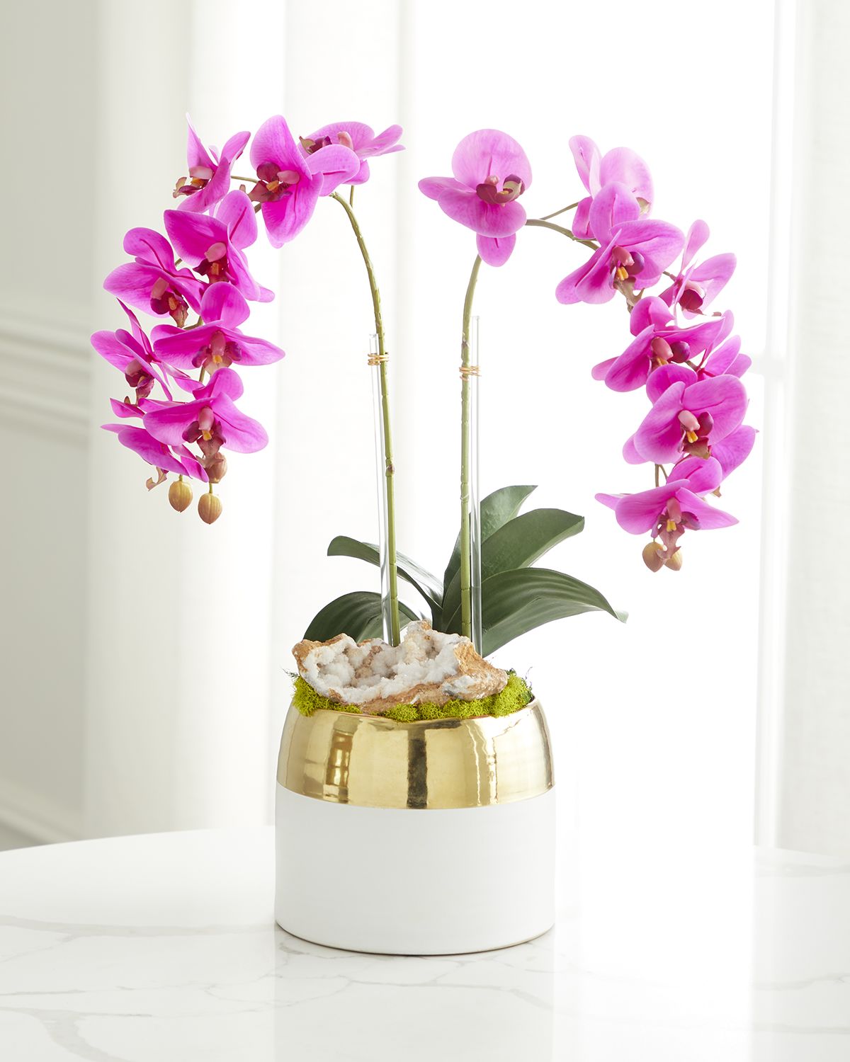 T & C Floral Company Double Orchid Faux Floral in Gold-Rimmed Ceramic Container - 22" | Thumbnail 5 T & C Floral Company Double Orchid Faux Floral in Gold-Rimmed Ceramic Container - 22" | Thumbnail 5
