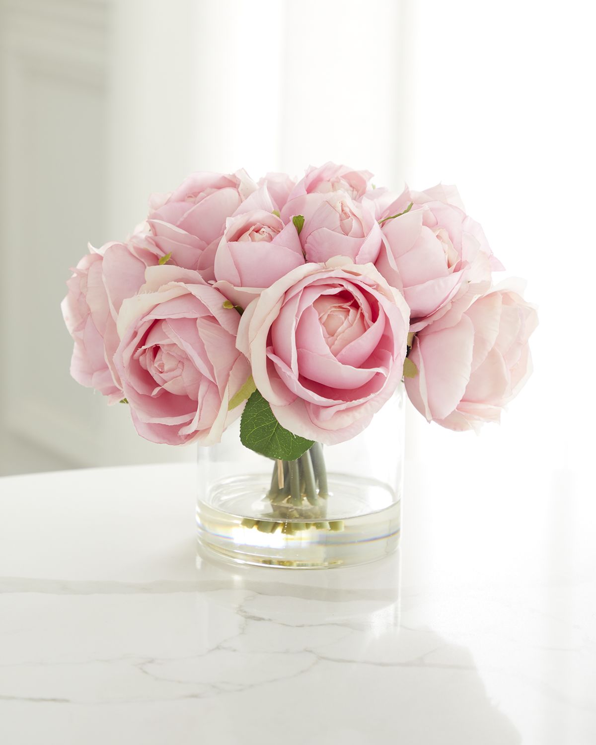 T & C Floral Company Faux Rose Bouquet in Clear Glass Vase - 9" | Thumbnail 4 T & C Floral Company Faux Rose Bouquet in Clear Glass Vase - 9" | Thumbnail 4