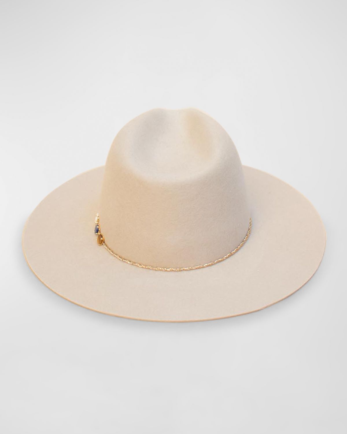 Van Palma Angele Merino Wool Fedora With Embellished Chain