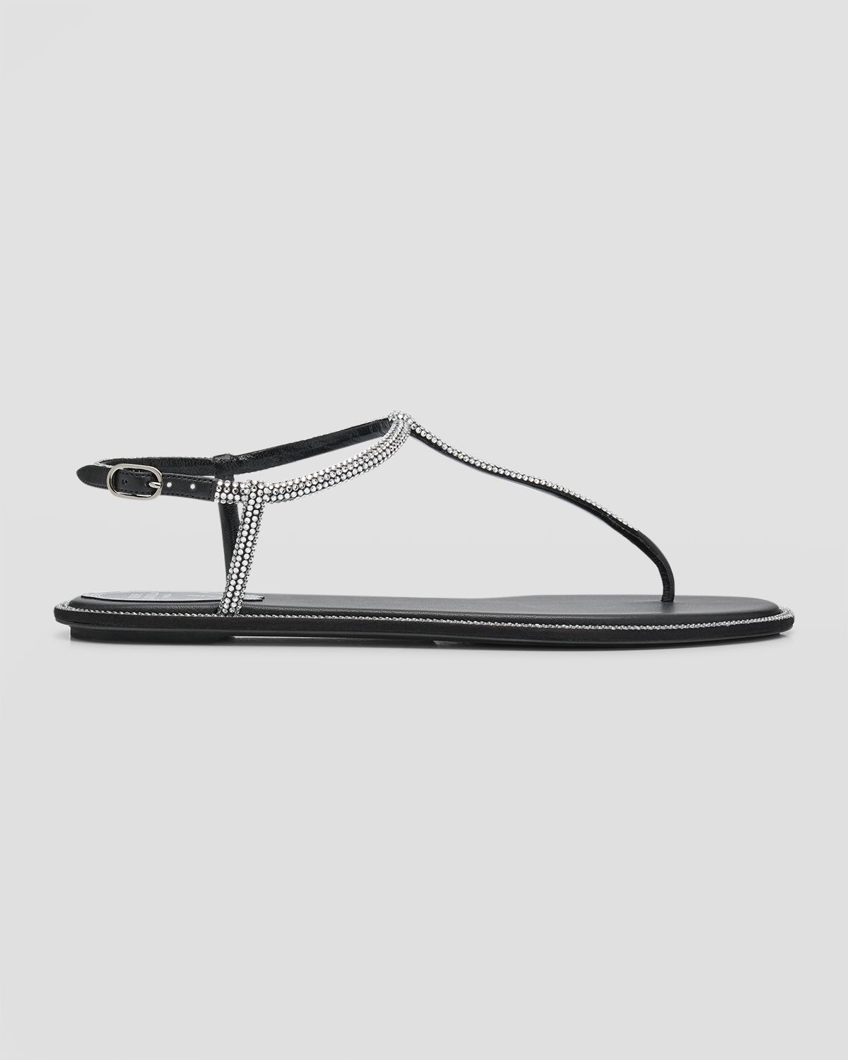 Rene Caovilla Diana Crystal T-Strap Flat Sandals