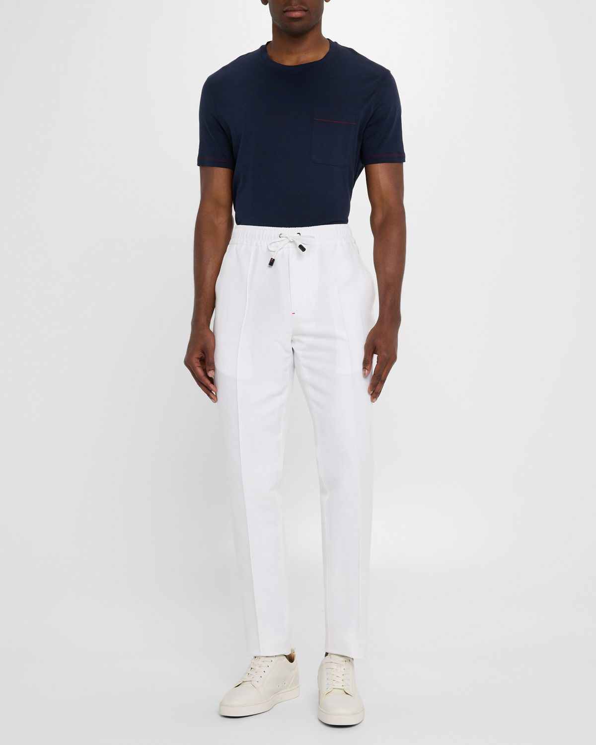 Isaia Men 's Cotton-Linen Drawstring Pants