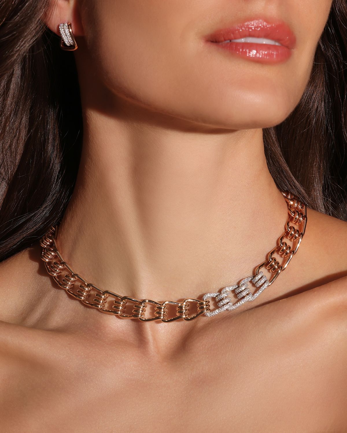 Walters Faith Huxley 18k Rose Gold Diamond Coil Link Huggie Earrings