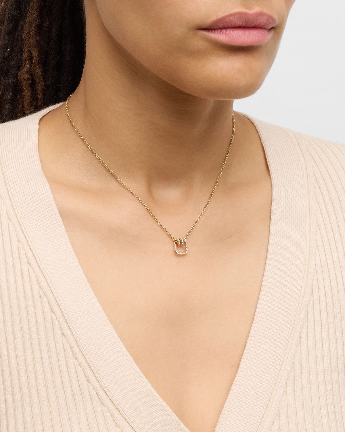 Walters Faith Huxley 18k Yellow Gold Diamond Coil Link Pendant Necklace