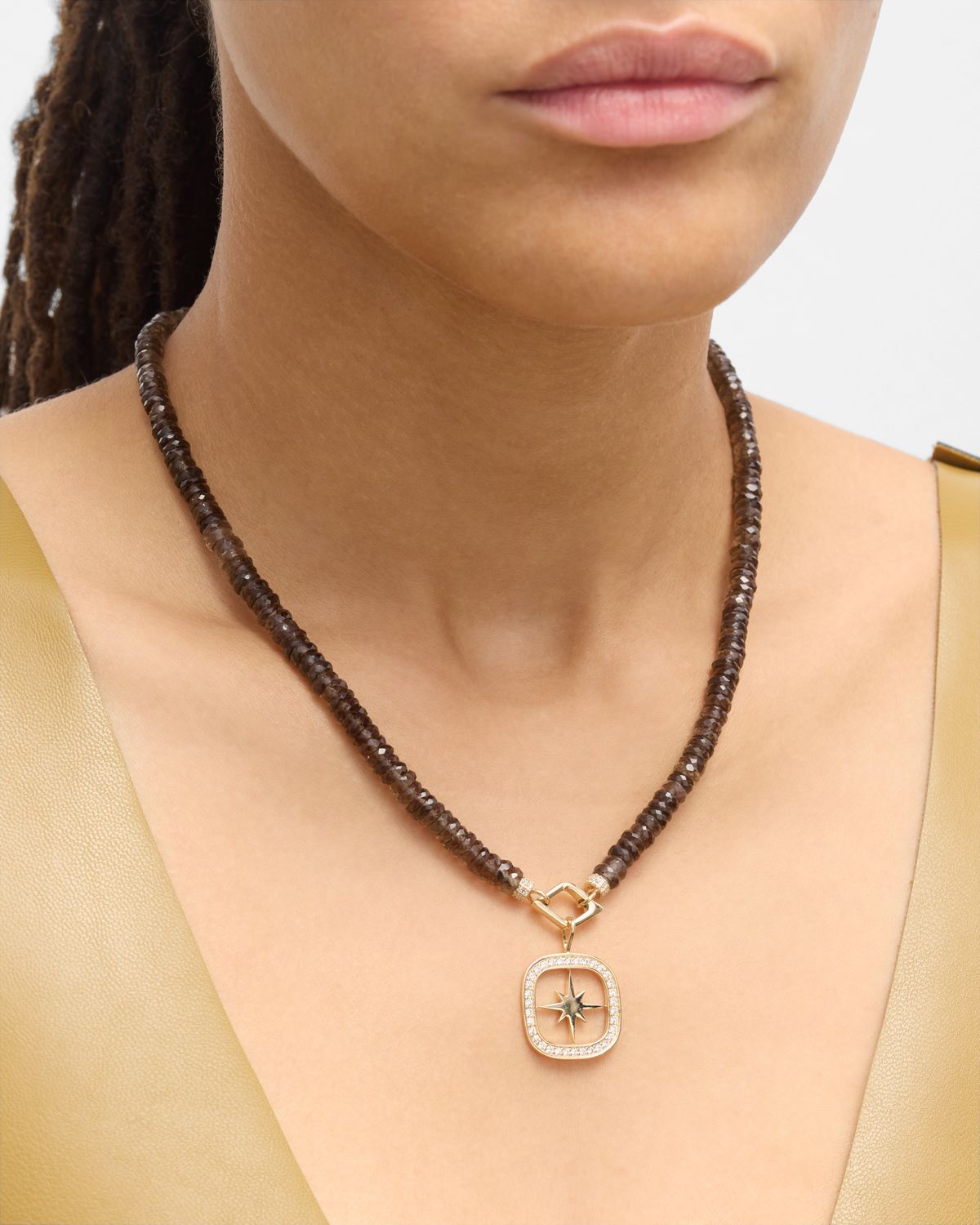 Sydney Evan 14K Yellow Gold XL Starburst Combo Beaded Pendant Necklace