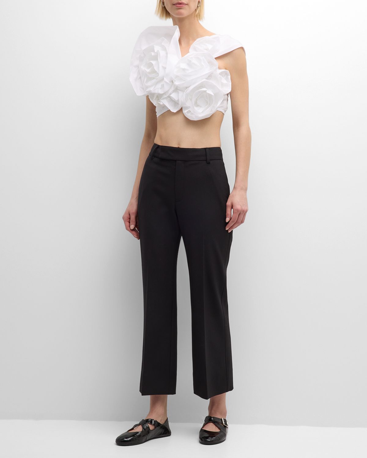 Proenza Schouler Marlene Tropical Wool Kick-Flare Pants