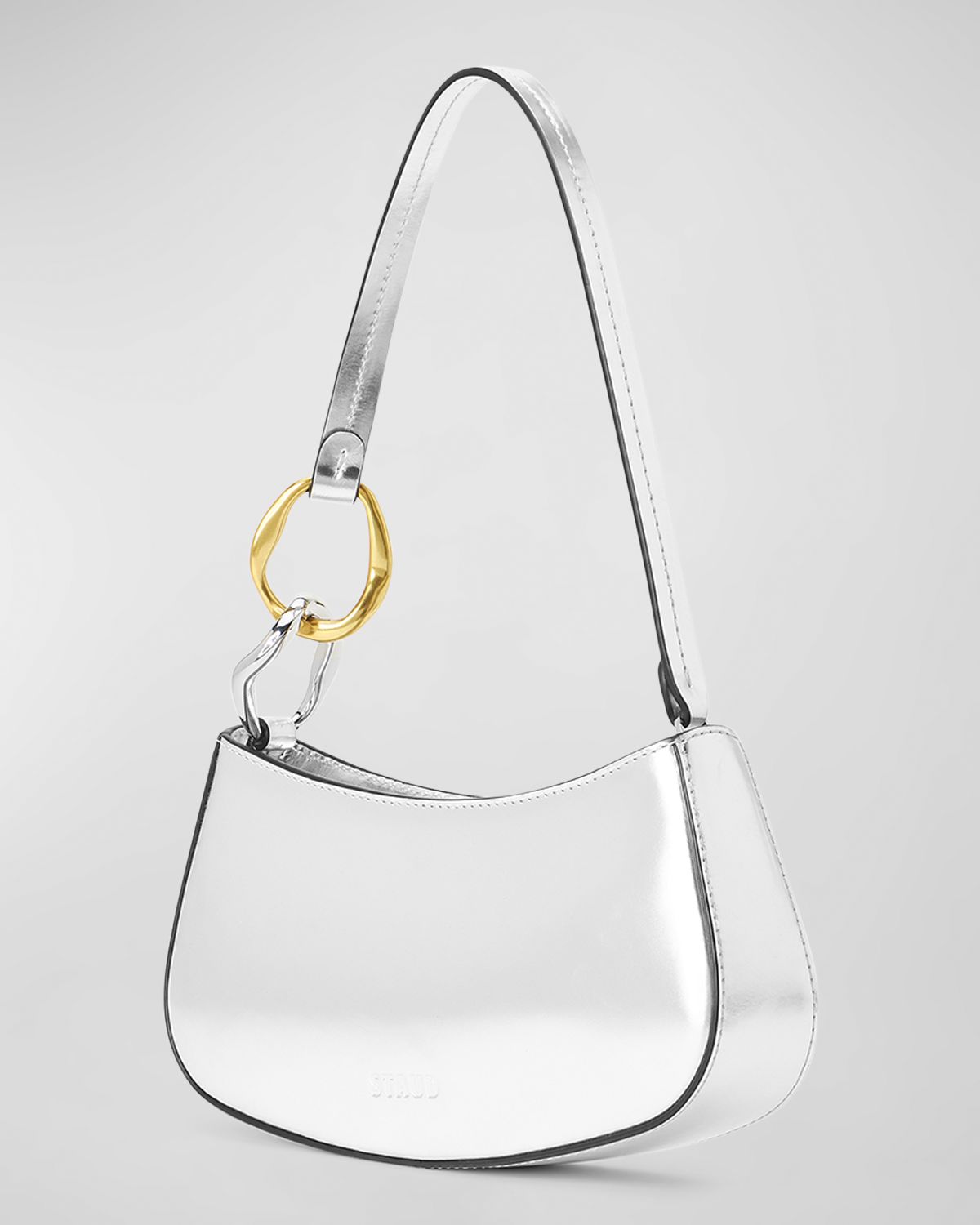 STAUD Ollie Crackeld Metallic Shoulder Bag