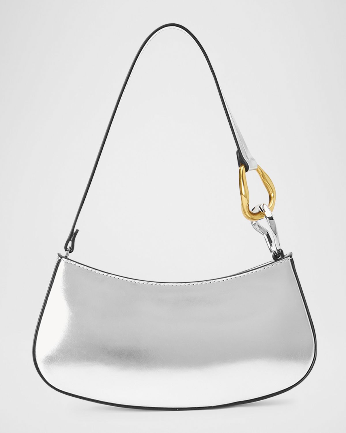 STAUD Ollie Crackeld Metallic Shoulder Bag