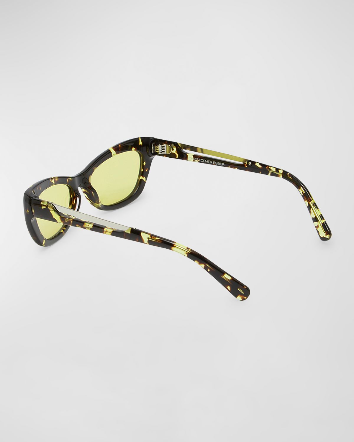 Christopher Esber Davies Cut-Out Acetate Rectangle Sunglasses
