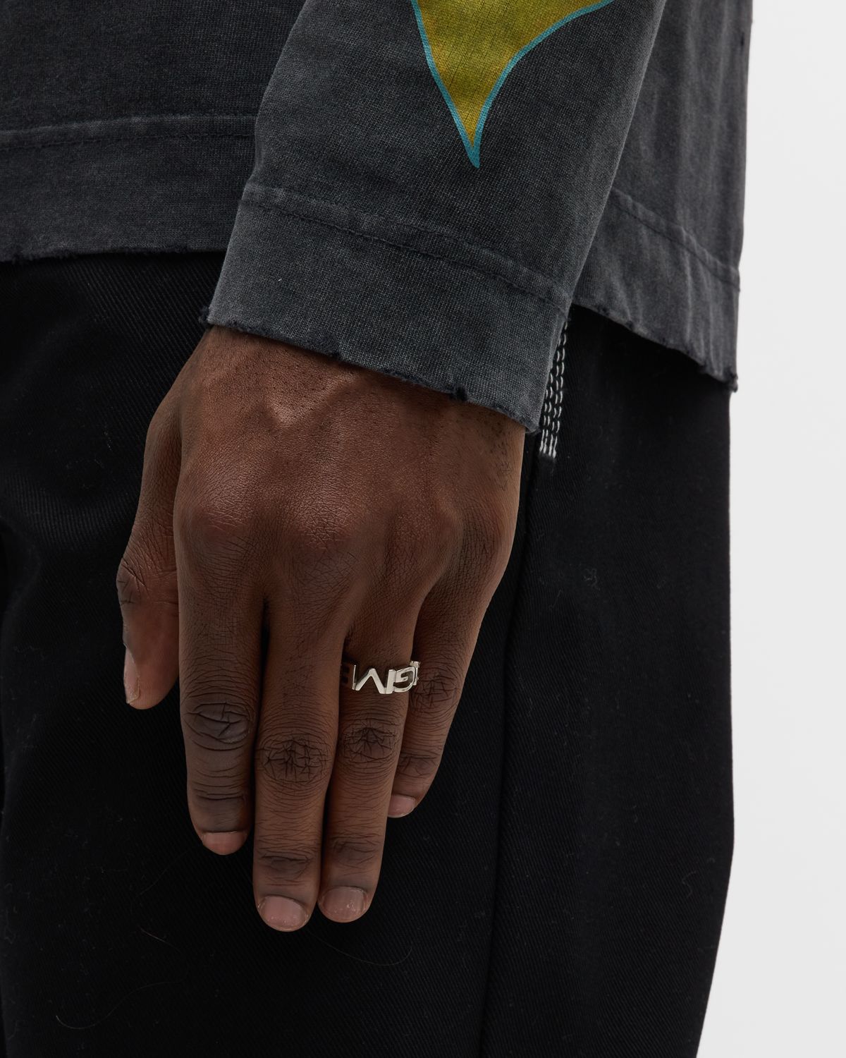 Givenchy Men 's Logo Letters Silvery Band Ring