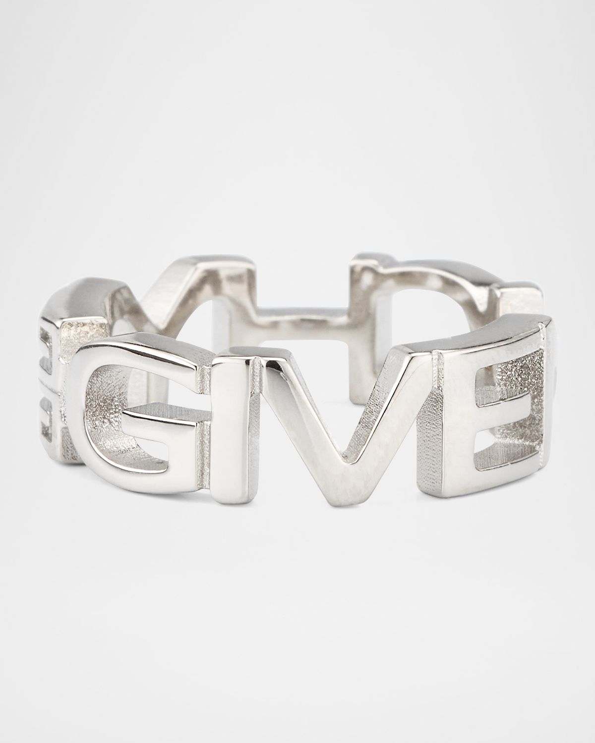 Givenchy Men 's Logo Letters Silvery Band Ring