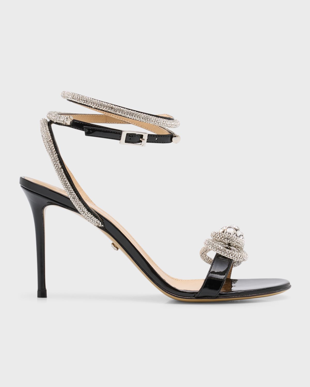 MACH & MACH Crystal Embellished Leather Double Bow Sandals