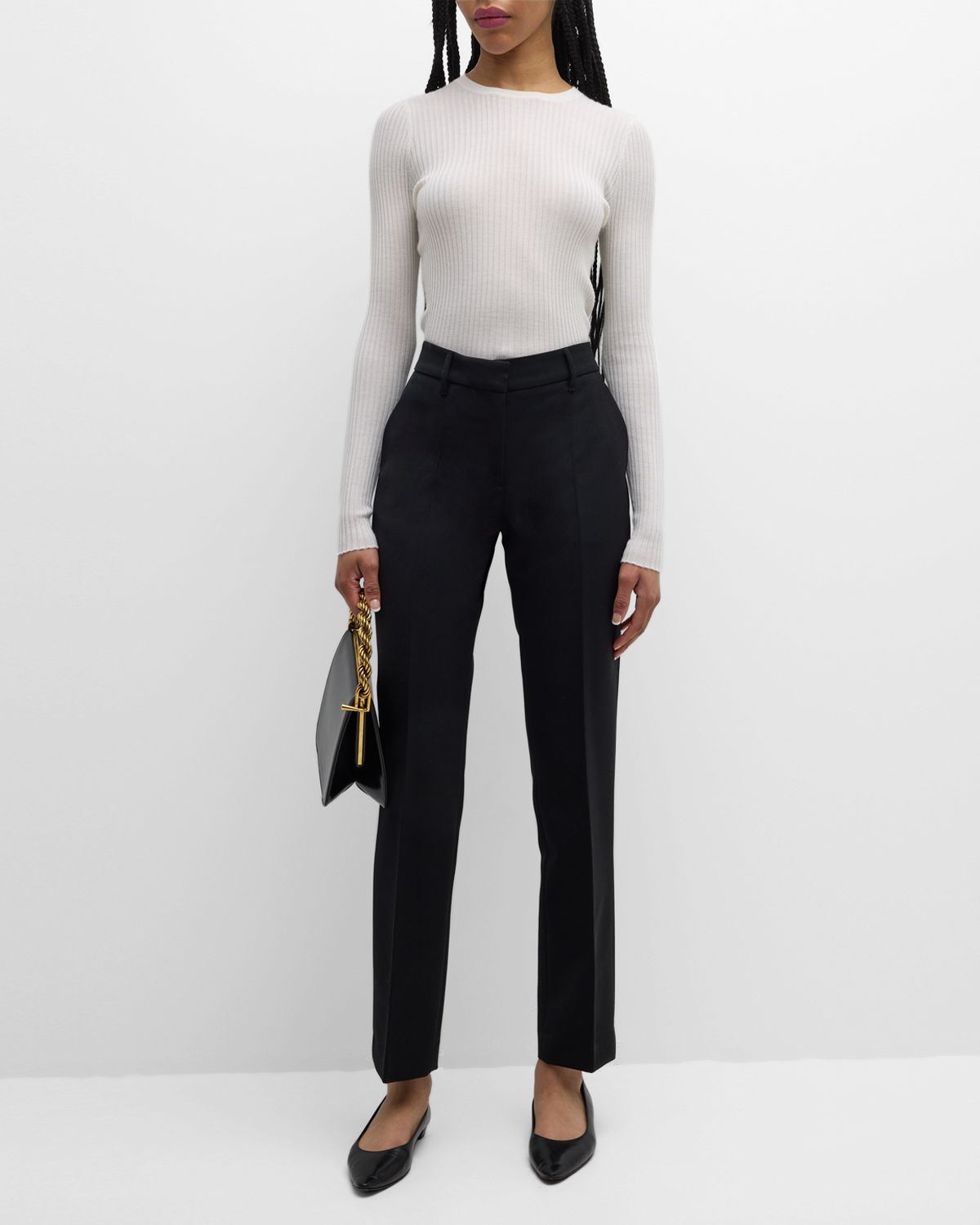 Gabriela Hearst Francisco Mid-Rise Straight-Leg Crepe Pants