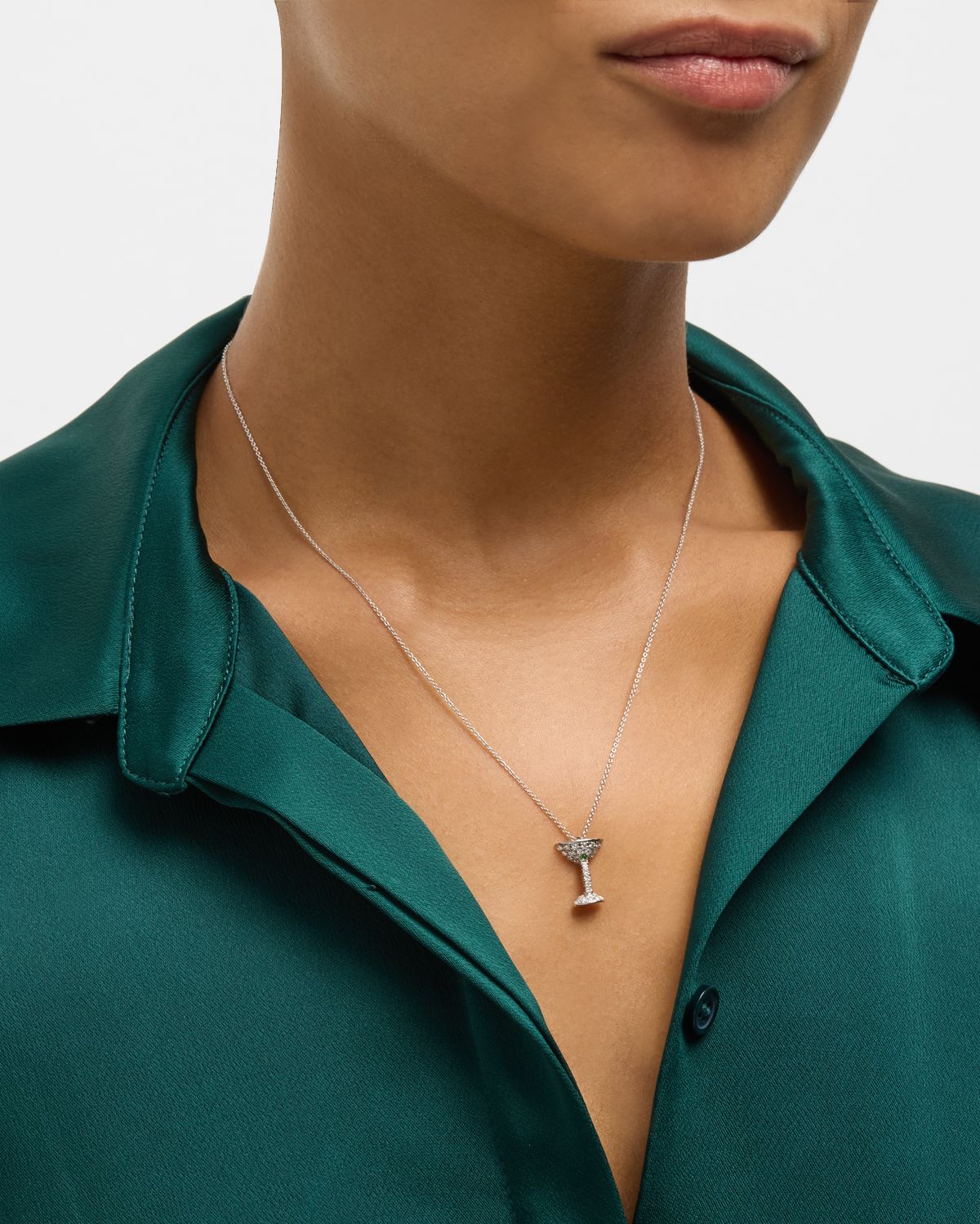 Roberto Coin 18K White Gold Martini Glass Glass Pendant Necklace