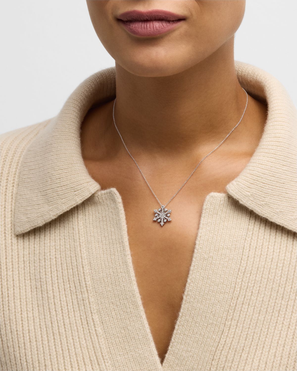 Roberto Coin 18K White Gold Diamond Snowflake Pendant Necklace