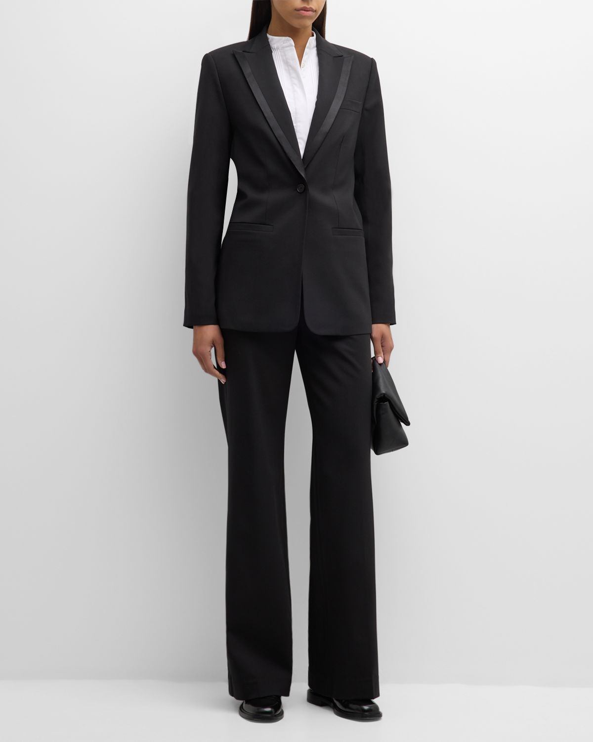 Co Satin-Trim Single-Breasted Tuxedo Jacket
