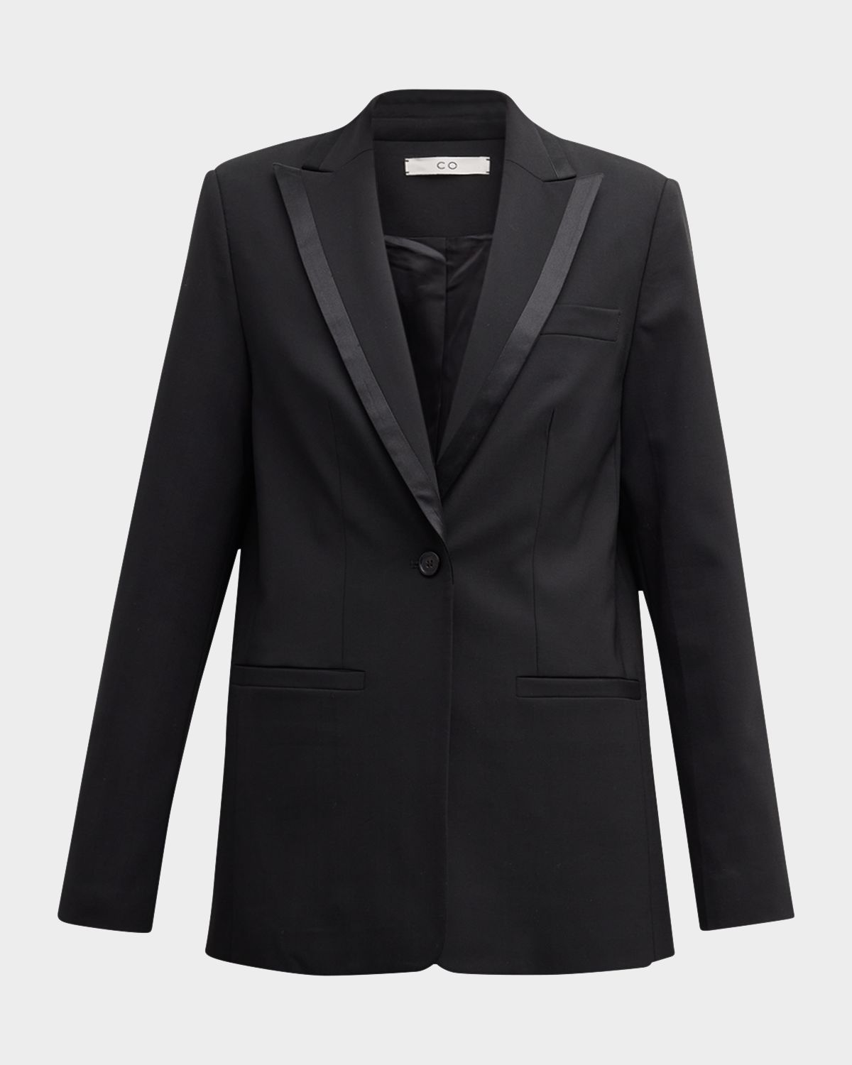 Co Satin-Trim Single-Breasted Tuxedo Jacket