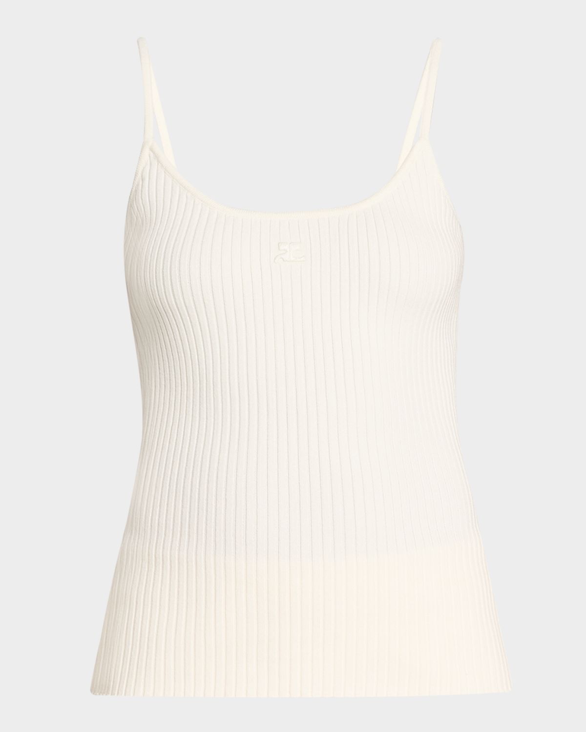 Courreges Logo Ribbed Knit Tank Top