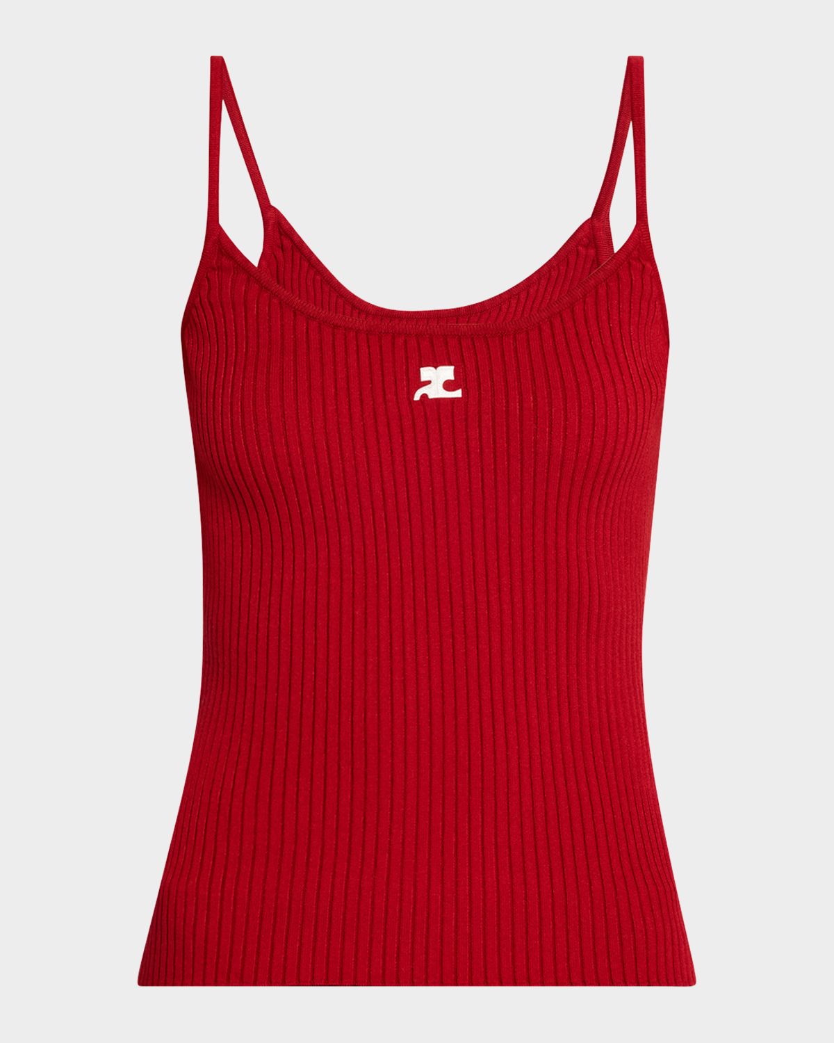 Courreges Logo Ribbed Knit Tank Top