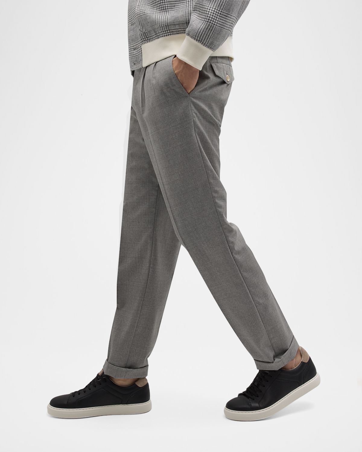 Brunello Cucinelli Men 's Grained Calfskin Low-Top Sneakers