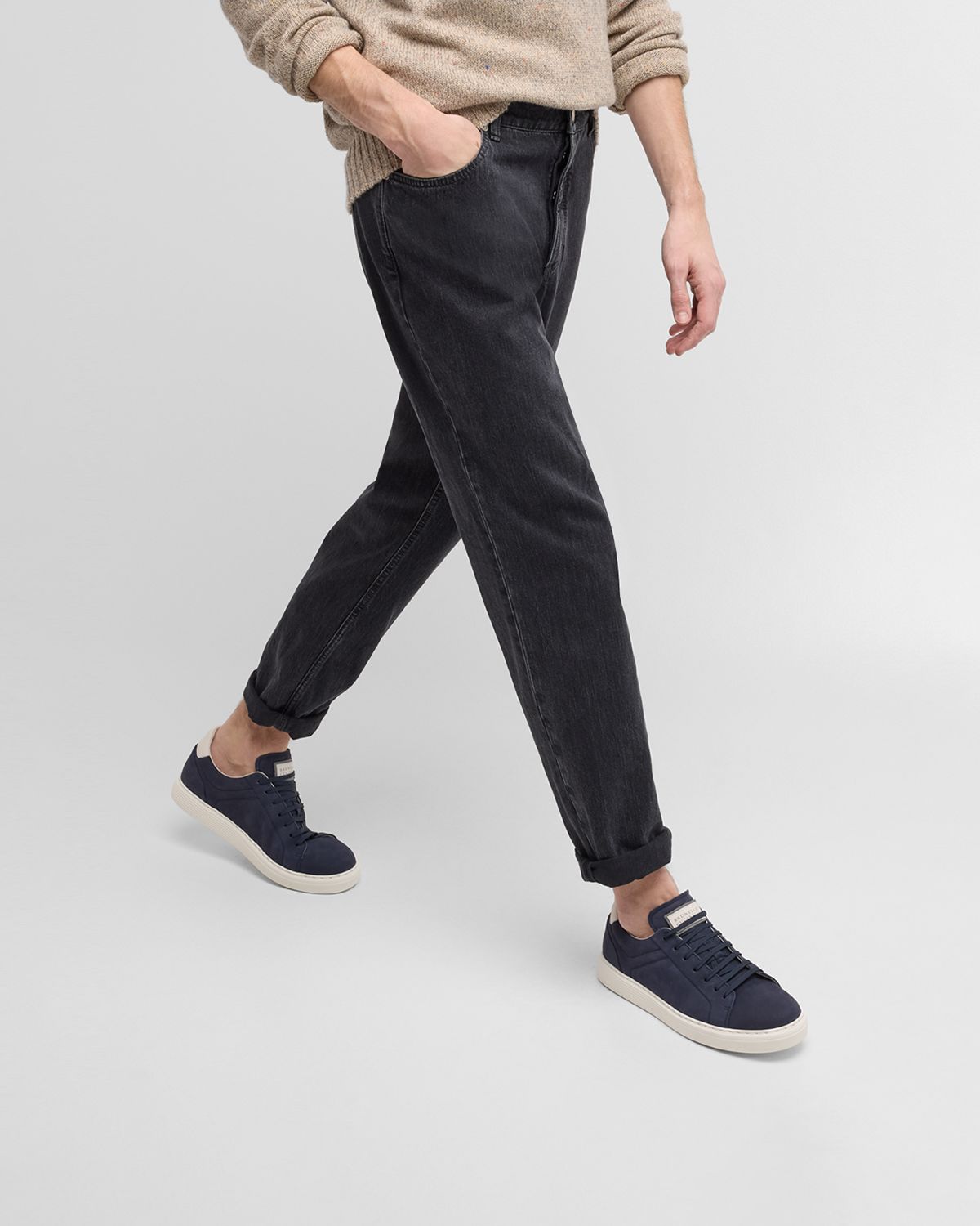 Brunello Cucinelli Men 's Nubuck Calfskin Low-Top Sneakers