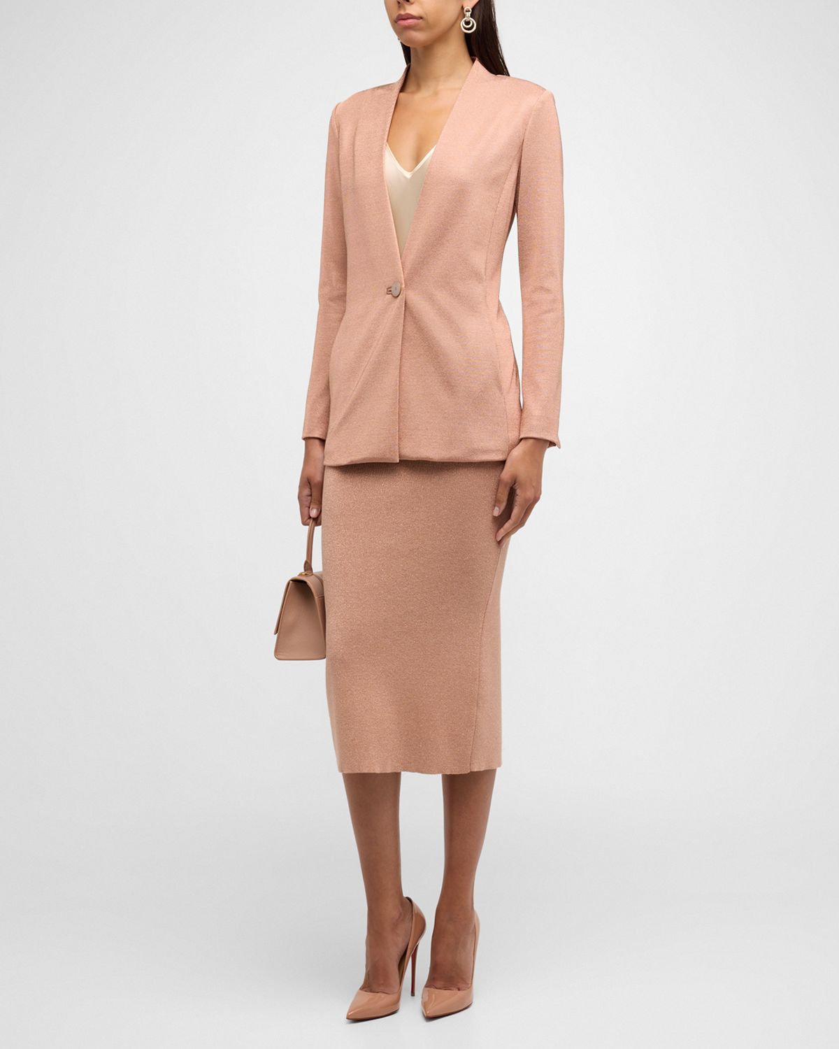 Giorgio Armani Metallic Bonded Jersey One-Button Blazer