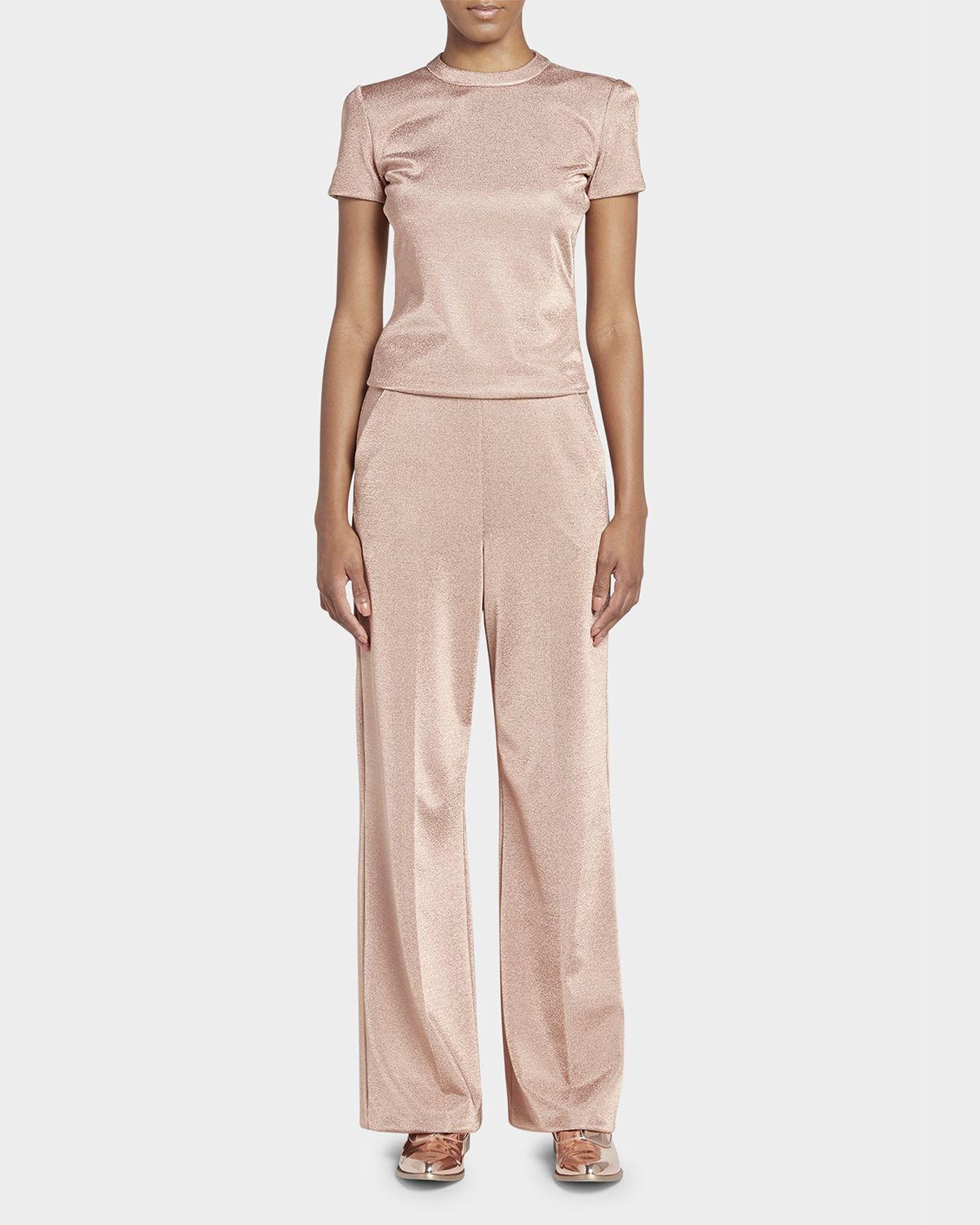 Giorgio Armani Metallic Short-Sleeve Bonded Jersey Tee