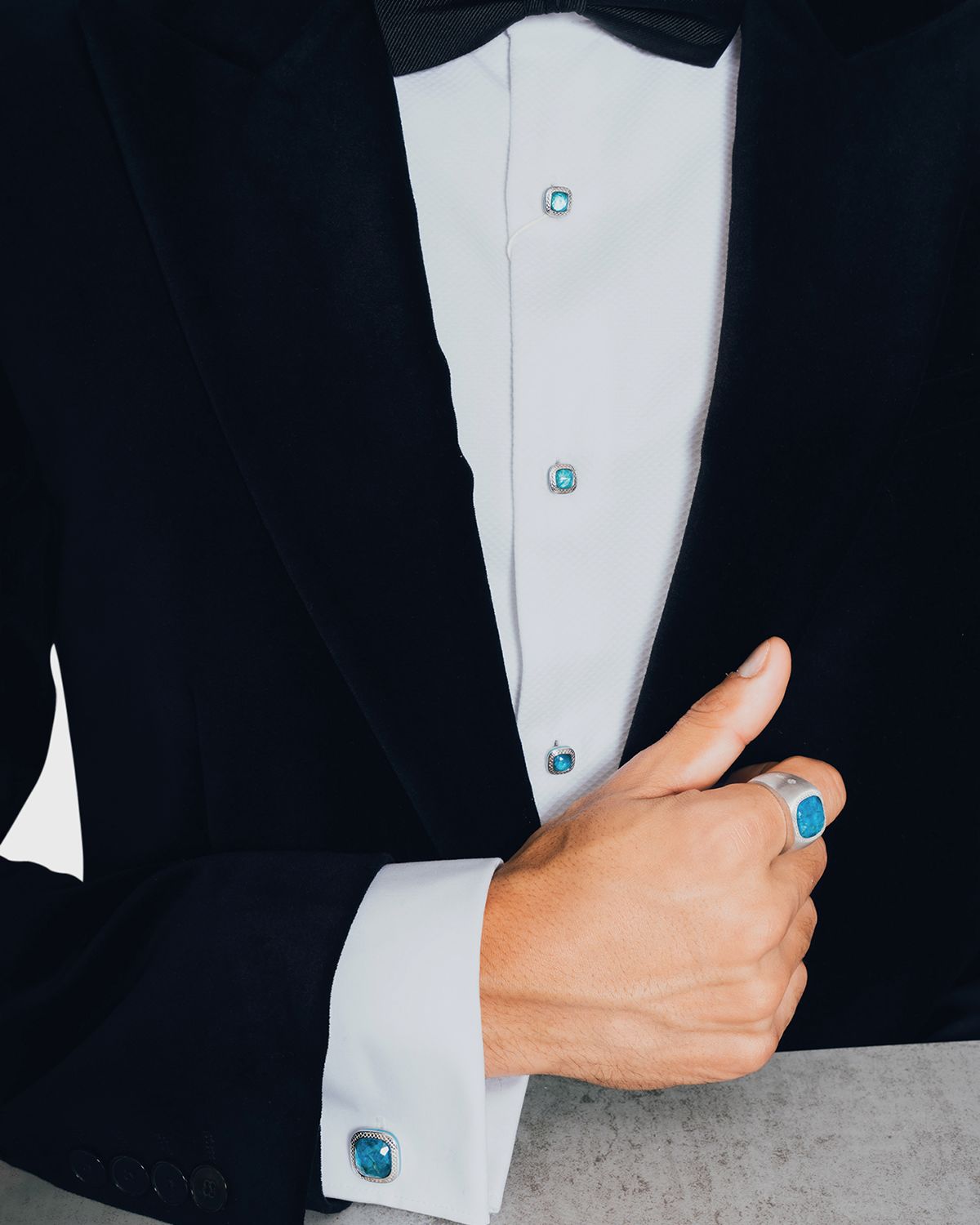 Tateossian Men 's Apatite Doublet Cufflink Shirt Stud Set