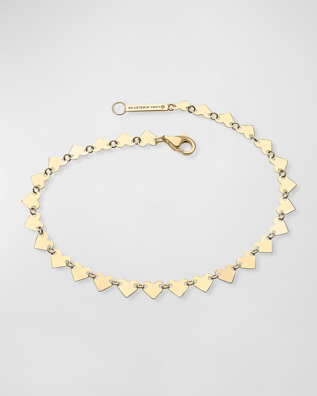 LANA 14K Gold Laser Heart Chain Bracelet