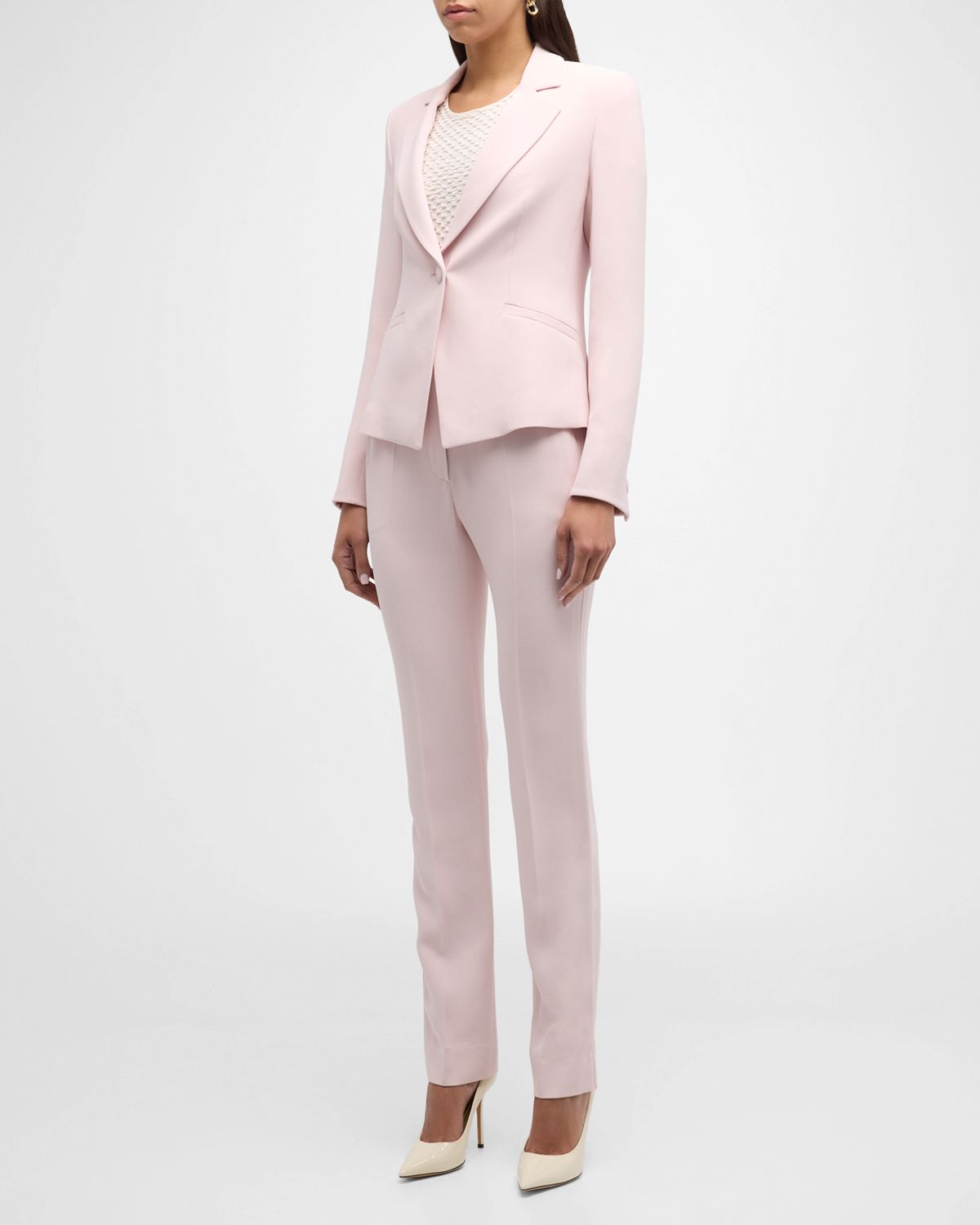 Emporio Armani High-Rise Straight-Leg Crepe Cady Trousers