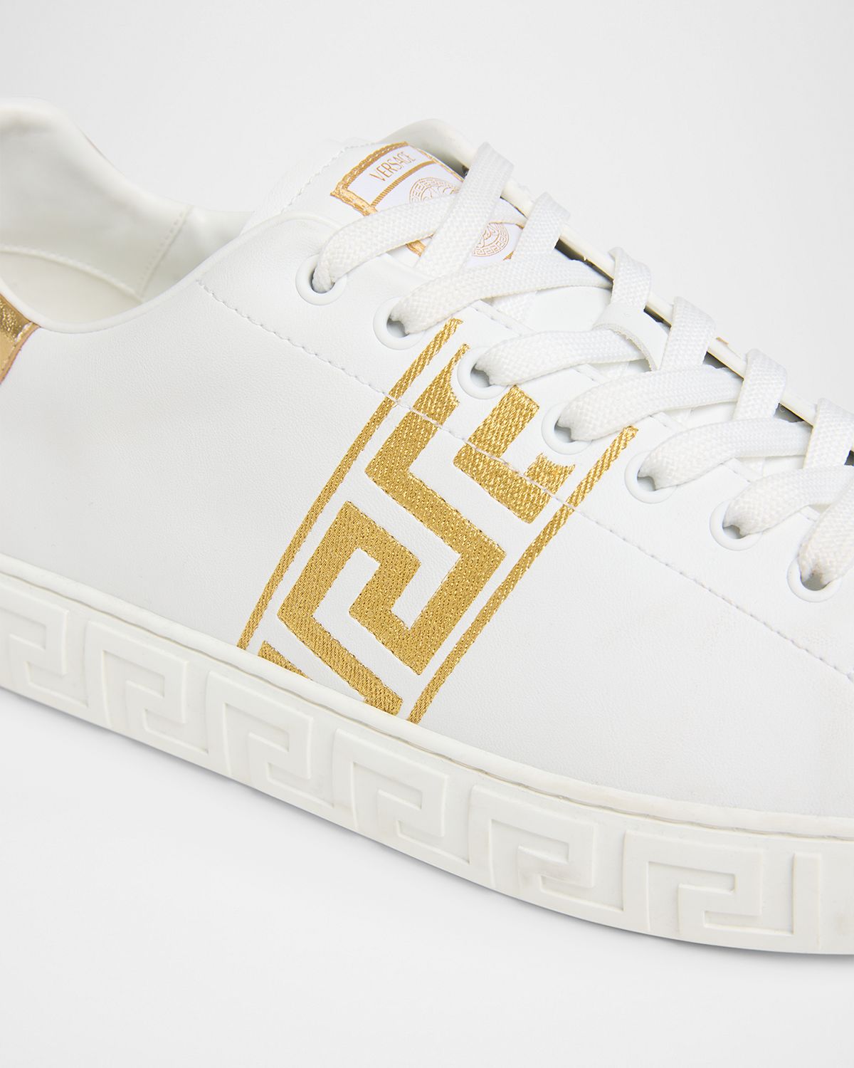 Versace Men 's La Greca Leather Low-Top Sneakers
