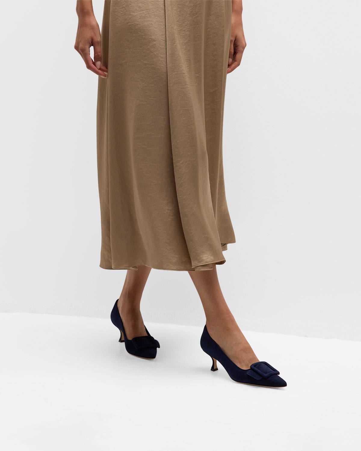 Manolo Blahnik Maysale Suede Buckle Pumps