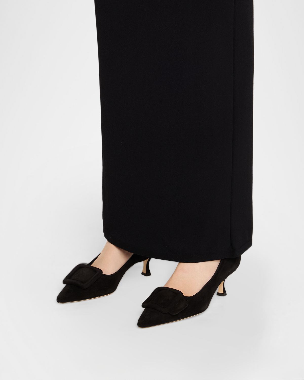 Manolo Blahnik Maysale Suede Buckle Pumps