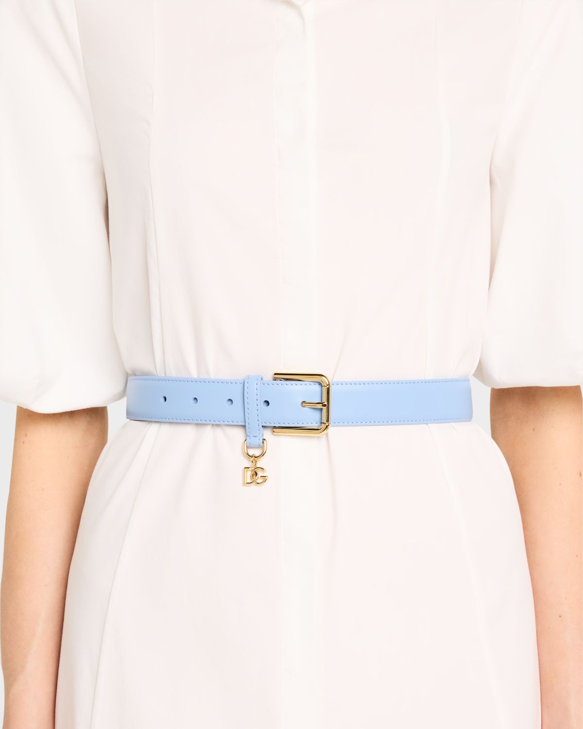 Dolce & Gabbana DG Charm Smooth Leather & Brass Belt