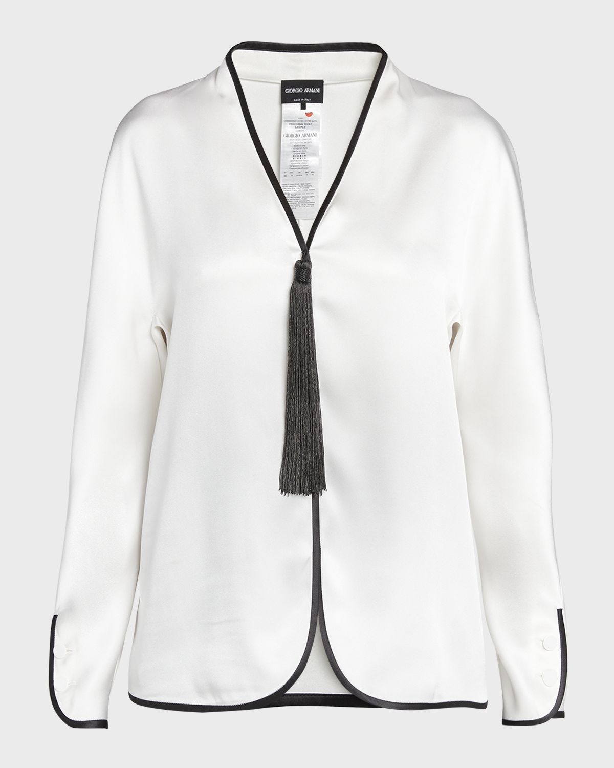 Giorgio Armani Tassel Silk Blouse with Contrast Tipping