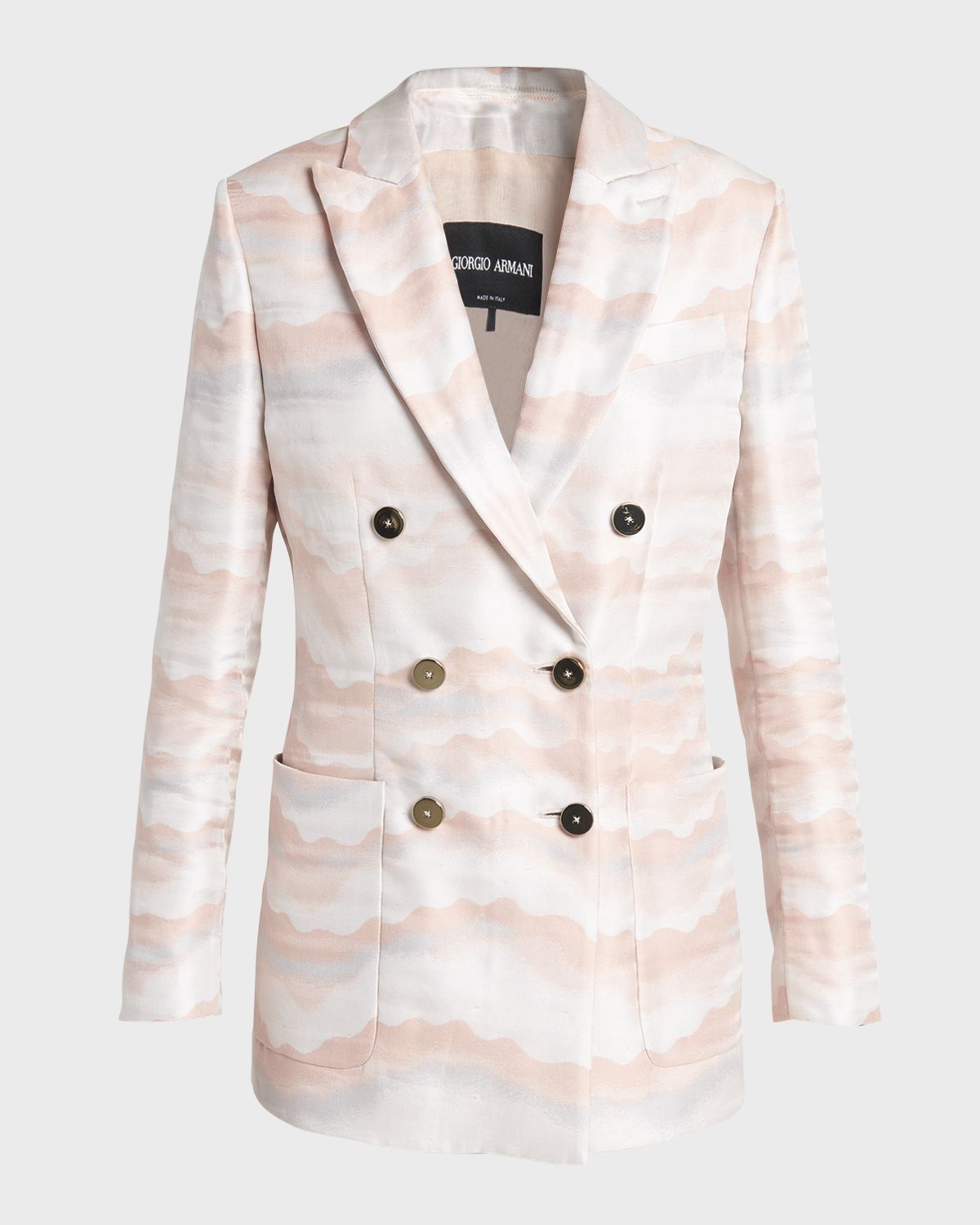 Giorgio Armani Wave Print Jacquard Double-Breasted Blazer