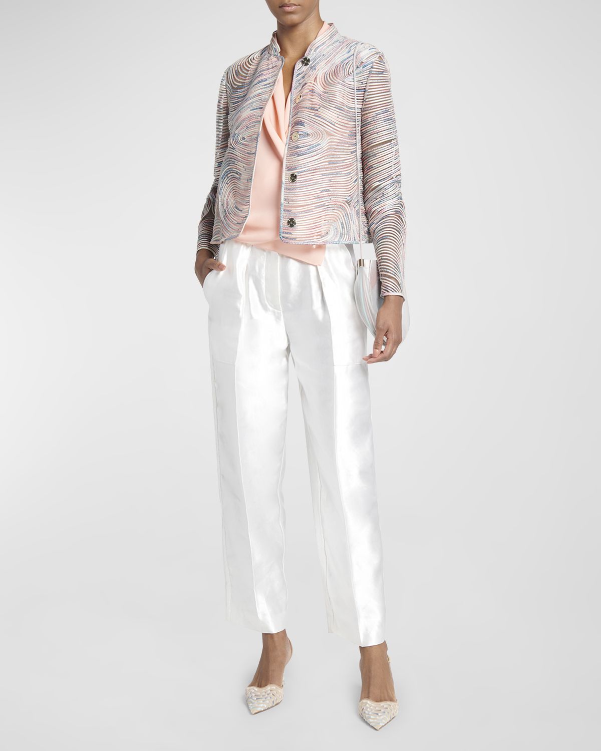 Giorgio Armani Soutache Leather Short Jacket