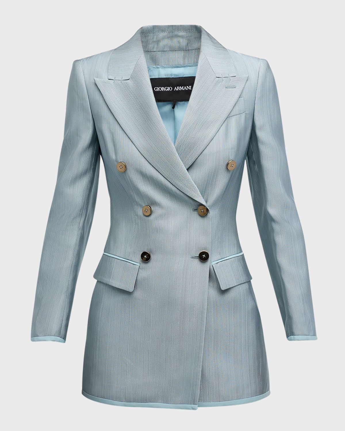 Giorgio Armani Textured Viscose Double-Breasted Blazer