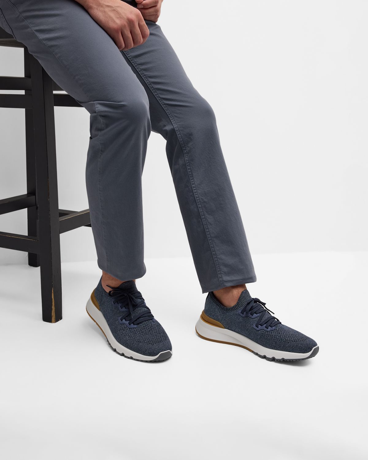 Brunello Cucinelli Men 's Melange Knit Runner Sneakers